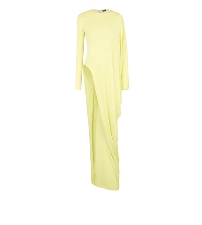 Crepe Jersey Long Sleeve Evening Dress