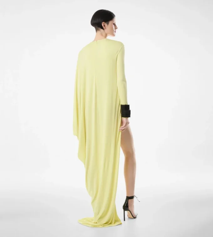 Crepe Jersey Long Sleeve Evening Dress
