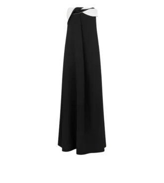 Crepe Satin Draped Asymmetric Evening Dress