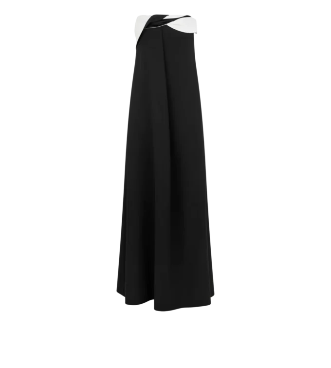 Crepe Satin Draped Asymmetric Evening Dress