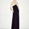 Crepe Satin Draped Asymmetric Evening Dress