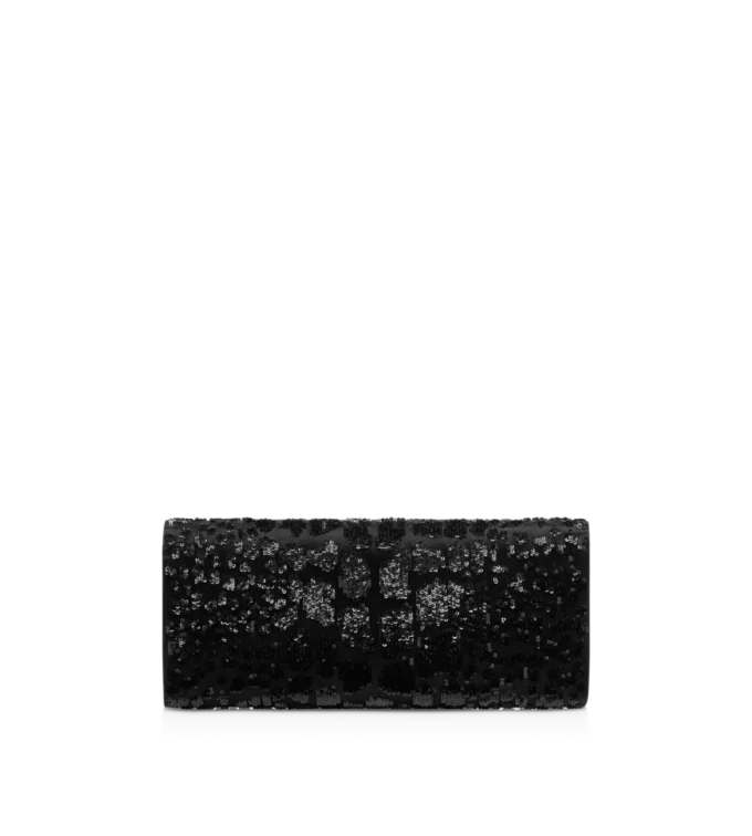 Croc-Effect Sequin Embroidery Bar Clutch