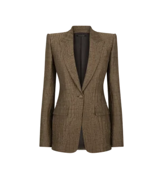 Croco Jacquard Single Breasted Peak Lapel Jacket