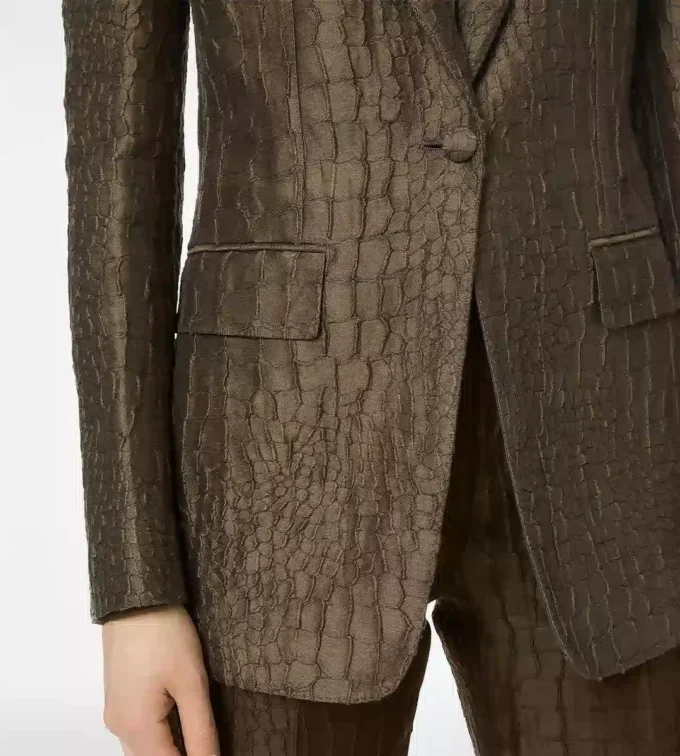 Croco Jacquard Single Breasted Peak Lapel Jacket Croco Jacquard Single Breasted Peak Lapel Jacket