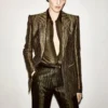 Croco Jacquard Single Breasted Peak Lapel Jacket Croco Jacquard Single Breasted Peak Lapel Jacket