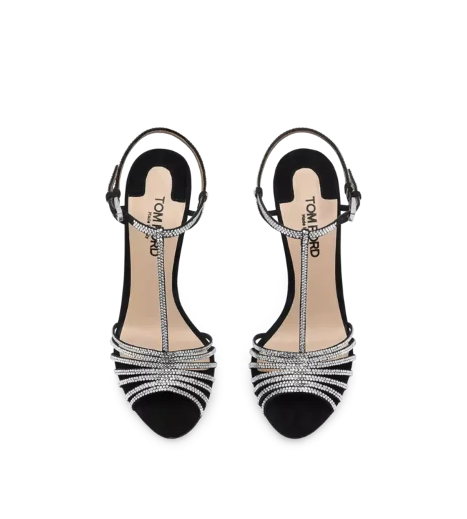 Crystal-Embellished Suede Leather Jerry Sandal Crystal-Embellished Suede Leather Jerry Sandal