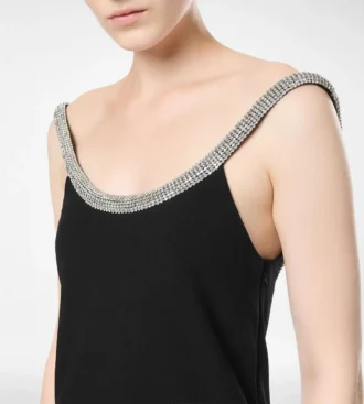 Crystal Embroidery Sleeveless Asymmetric Cocktail Dress