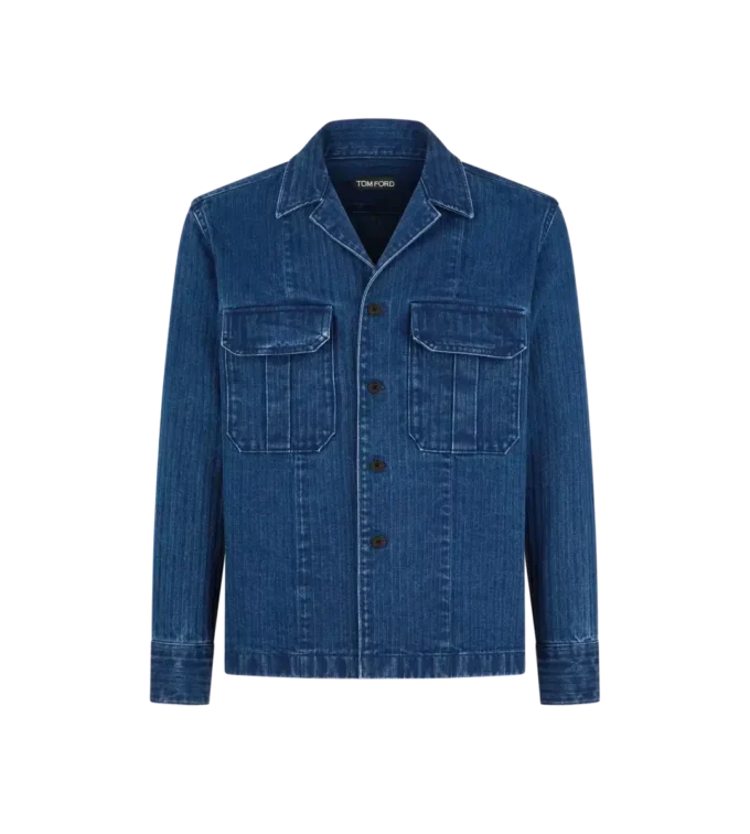 Denim Herringbone Overshirt Denim Herringbone Overshirt