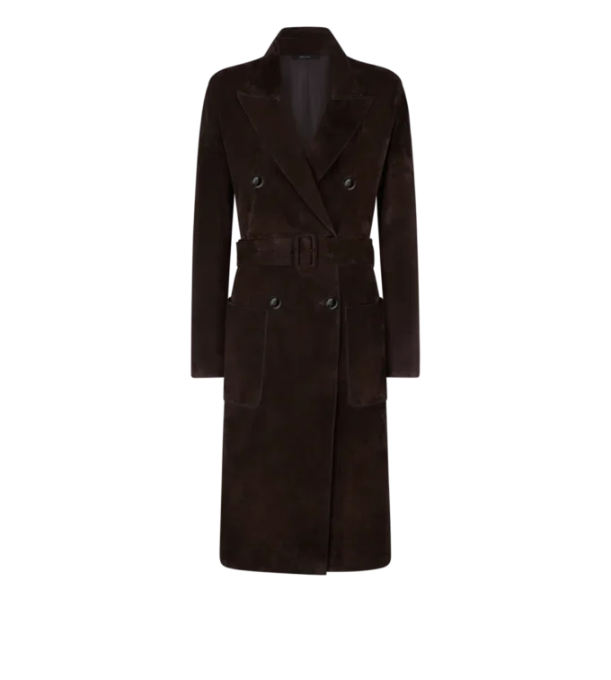 Double Breasted Belted Suede Coat Double Breasted Belted Suede Coat