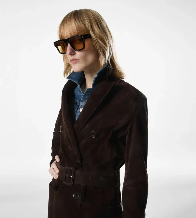 Double Breasted Belted Suede Coat Double Breasted Belted Suede Coat