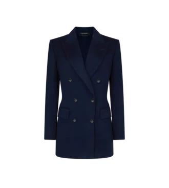 Double Breasted Jacket with Leather Undercollar