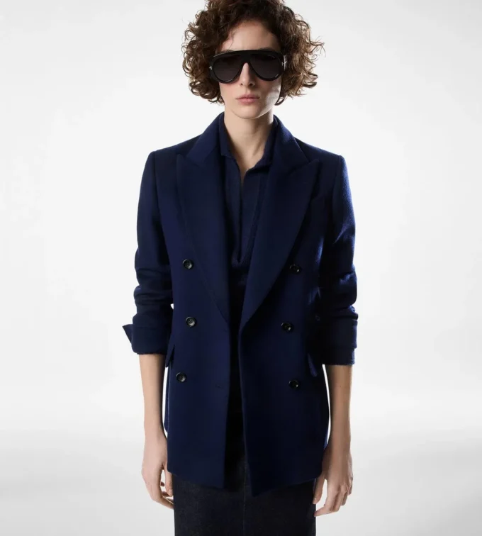 Double Breasted Jacket with Leather Undercollar Double Breasted Jacket with Leather Undercollar