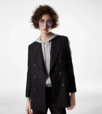 Double Breasted Peak Lapel Cashmere Jacket