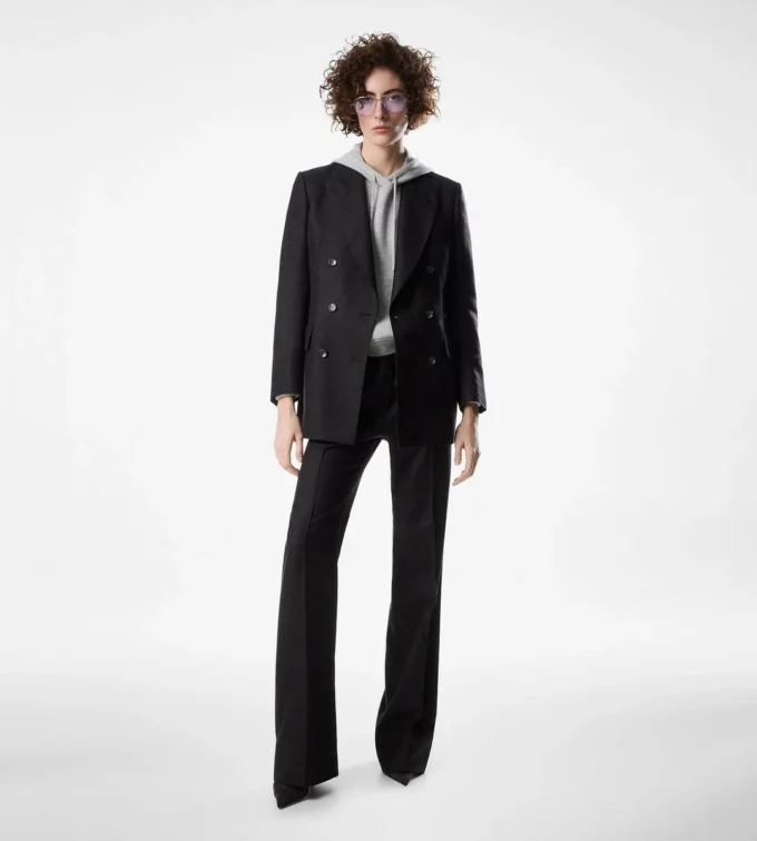Double Breasted Peak Lapel Cashmere Jacket Double Breasted Peak Lapel Cashmere Jacket