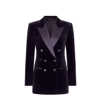 Double Breasted Peak Lapel Velvet Tuxedo Jacket