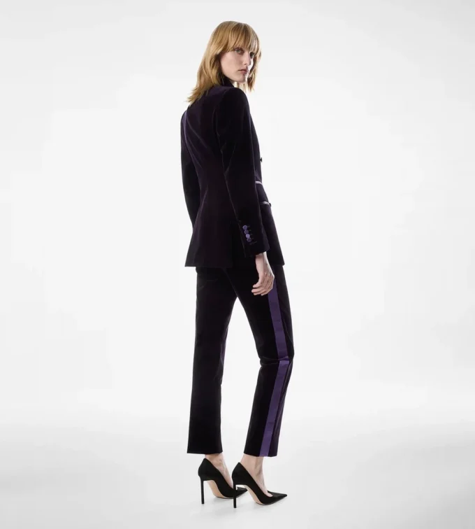 Double Breasted Peak Lapel Velvet Tuxedo Jacket