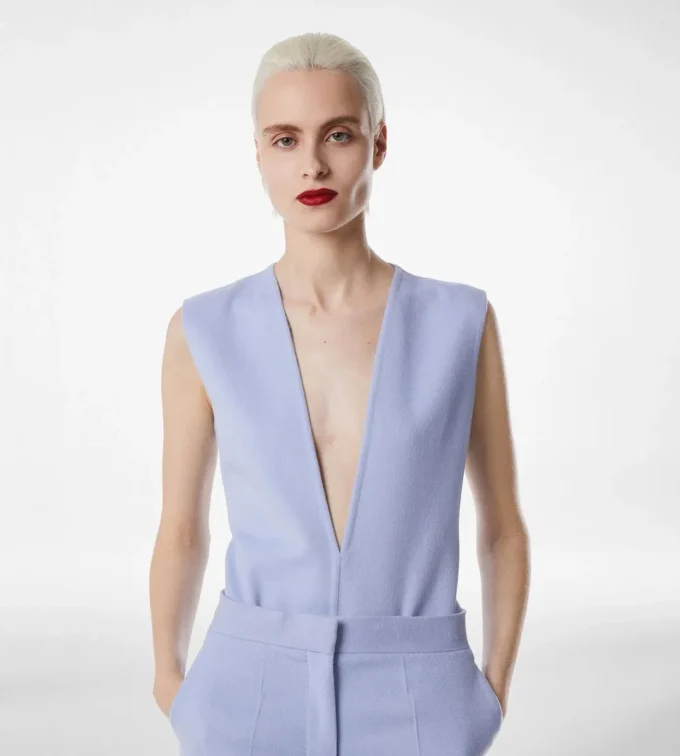 Double Face Light Wool V-Neck Bodysuit Double Face Light Wool V-Neck Bodysuit