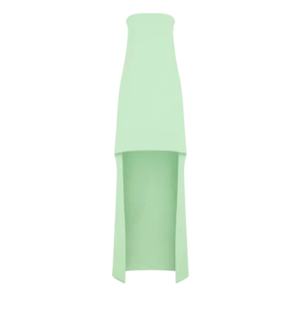 Double Georgette Stretch Silk Asymmetric Strapless Cocktail Dress