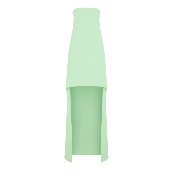 Double Georgette Stretch Silk Asymmetric Strapless Cocktail Dress