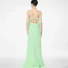Double Georgette Stretch Silk Asymmetric Strapless Cocktail Dress