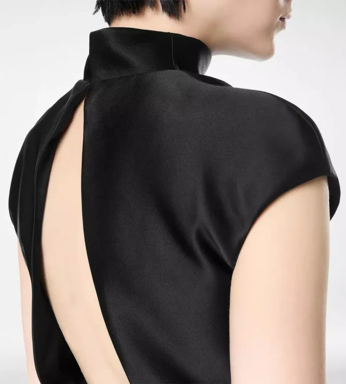 Double Silk Duchesse Playsuit with Cut-Out