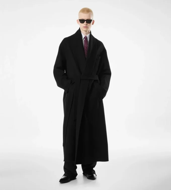 Double Splittable Wool Cashmere Shawl Coat