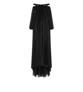 Embroidered Silk Chiffon Off the Shoulder Evening Dress