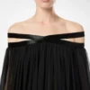 Embroidered Silk Chiffon Off the Shoulder Evening Dress