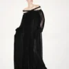 Embroidered Silk Chiffon Off the Shoulder Evening Dress