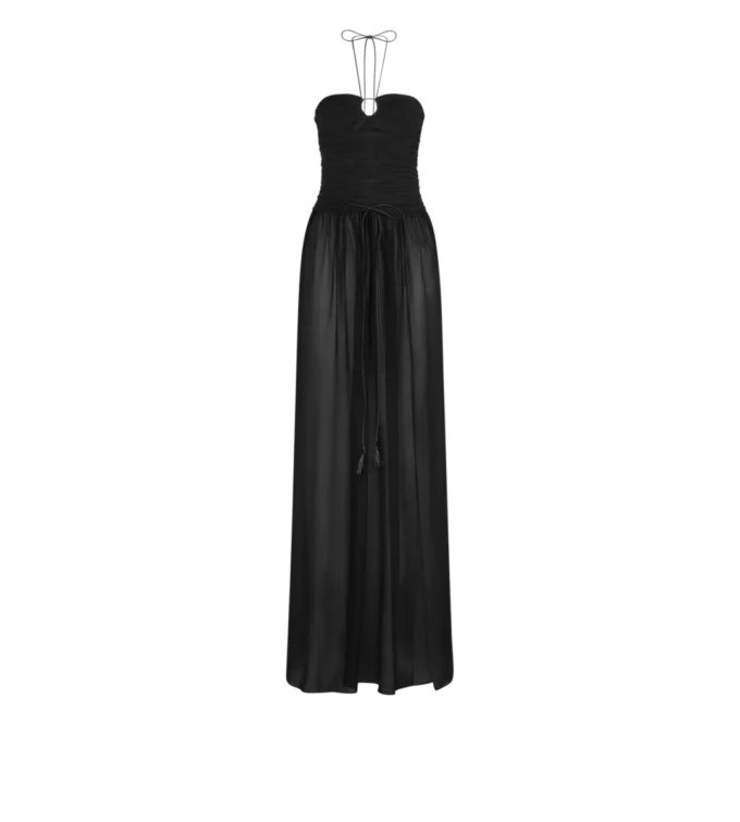 Evening Dress with Drawstrings and Cut Out Details