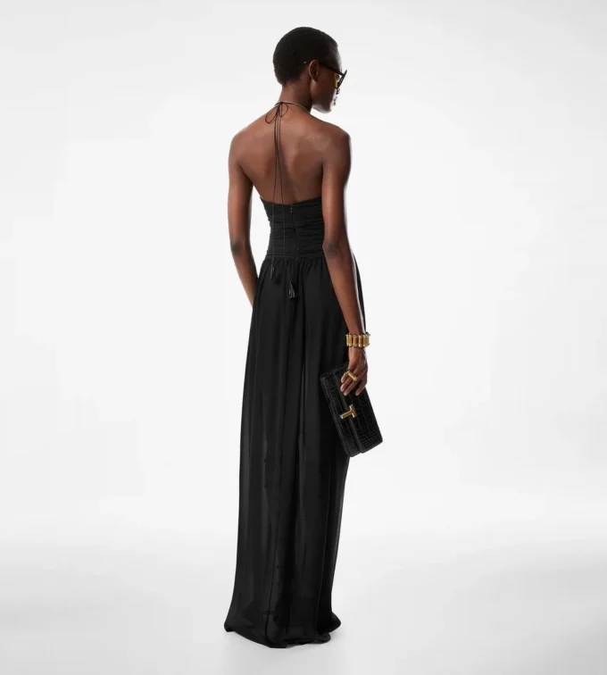 Evening Dress with Drawstrings and Cut Out Details
