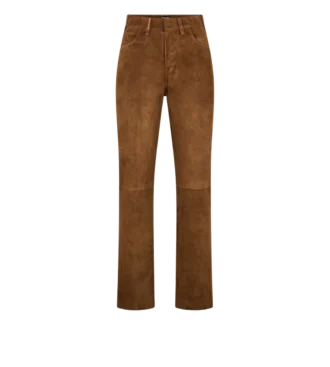 Full Grain Lamb Suede Five-Pocket Pants with Tf Debossed Logo