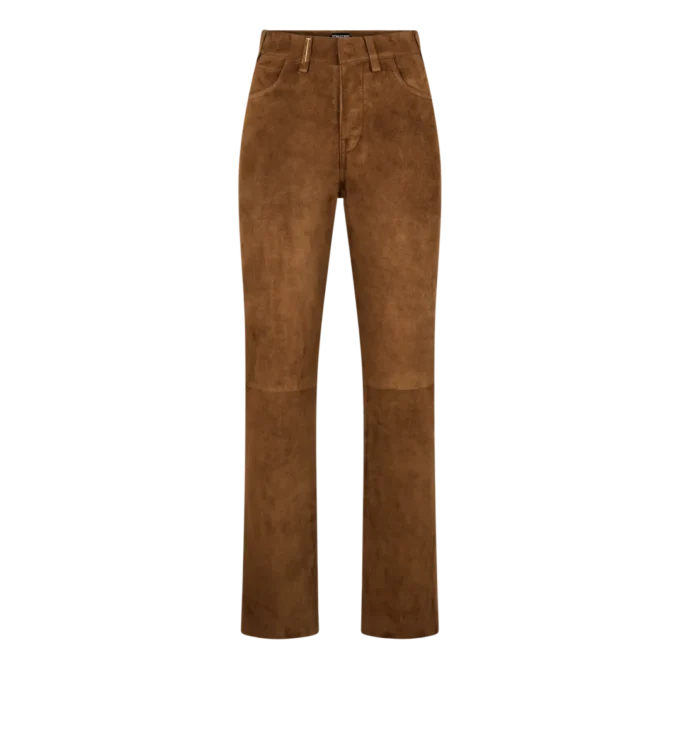 Full Grain Lamb Suede Five-Pocket Pants with Tf Debossed Logo