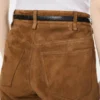 Full Grain Lamb Suede Five-Pocket Pants with Tf Debossed Logo