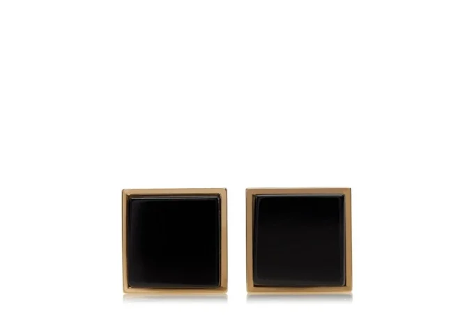 Gold and Onyx Square Cufflinks