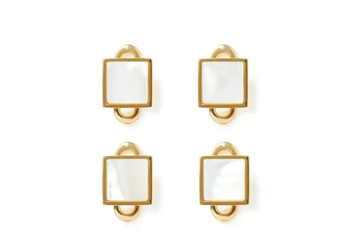 Gold and Pearl Square Studs