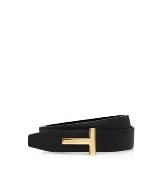 Grain Leather and Smooth Leather Reversible T Belt 30 Mm