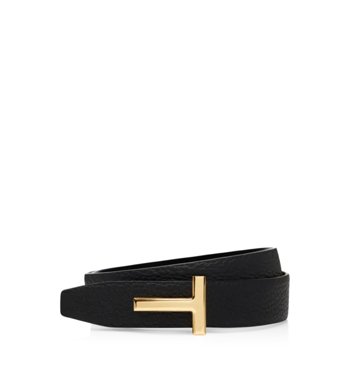 Grain Leather and Smooth Leather Reversible T Belt 30 Mm