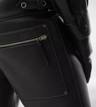 Grain Leather Biker Pant