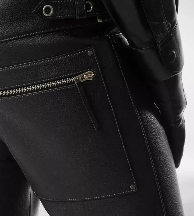 Grain Leather Biker Pant