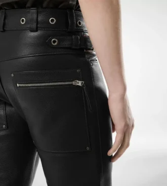 Grain Leather Biker Pant