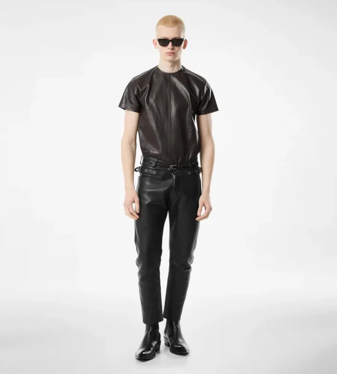 Grain Leather Biker Pant