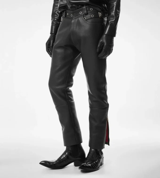 Grain Leather Biker Pant