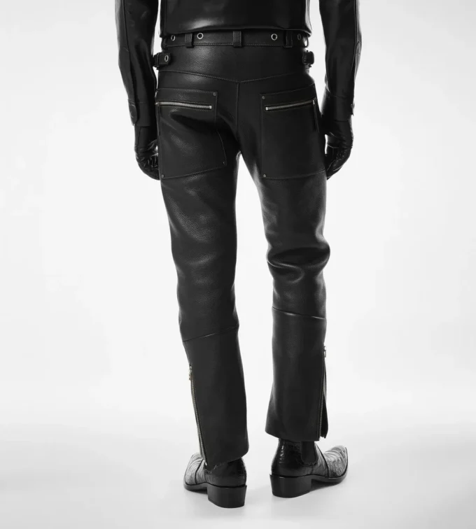 Grain Leather Biker Pant