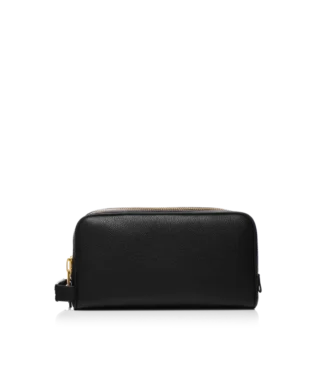 Grain Leather Double Zip Toiletry Bag Grain Leather Double Zip Toiletry Bag
