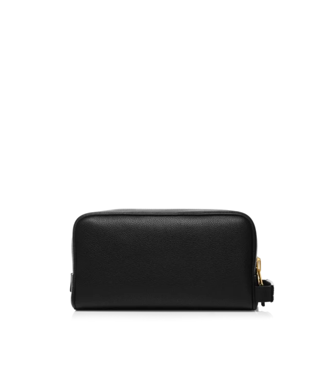 Grain Leather Double Zip Toiletry Bag