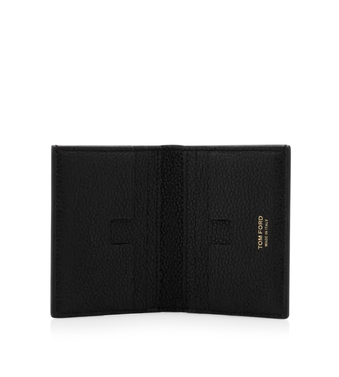 Grain Leather Folding Cardholder