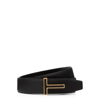 Grain Leather Insert Buckle T Belt Grain Leather Insert Buckle T Belt