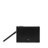 Grain Leather Minimal Slim Pouch with Wristlet