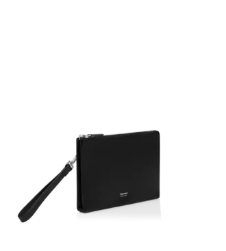 Grain Leather Minimal Slim Pouch with Wristlet